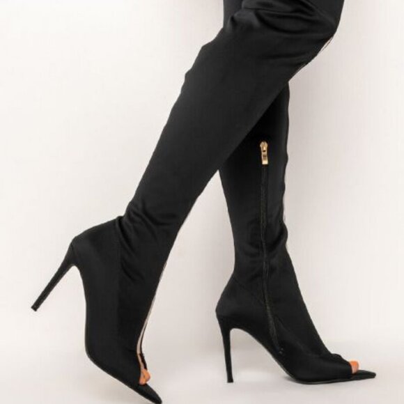AZALEA WANG " JUST A LITTLE PEEK " STILETTO BOOT IN BLACK ( BRAND NEW !!1 ) - Picture 5 of 7